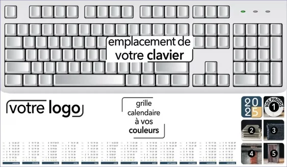 Calendrier sous-main personnalisé clavier ordinateur