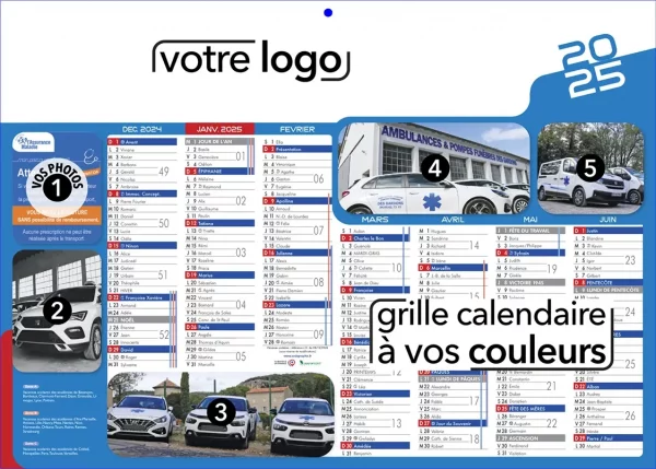 Calendrier publicitaire ambulancier personnalisable pour les ambulanciers