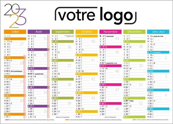 Calendrier bancaire Couleur Ambulancier 2 faces 16 mois