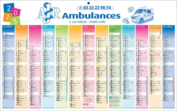 Impression calendrier professionnel ambulancier