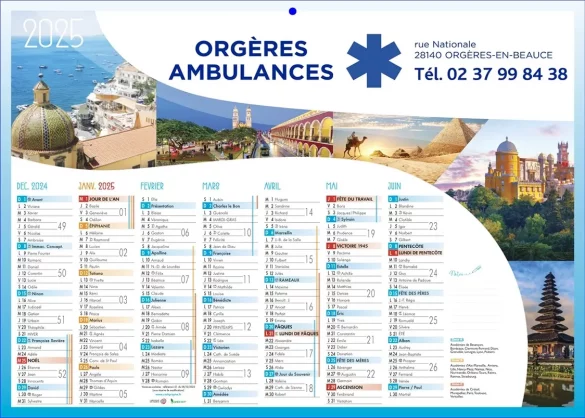 Calendrier ambulances publicitaire personnalisé pour l'ambulancier