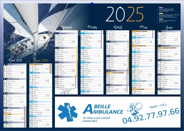 Calendrier ambulancier personnalisable pas cher pour les ambulanciers