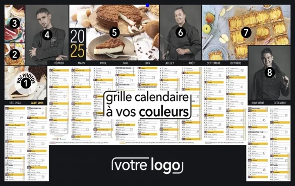 calendrier maxi-bancaire personnalisé en carton rigide contrecollé