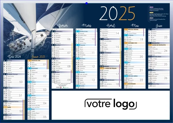 Impression calendrier bancaire publicitaire personnalisé avec logo