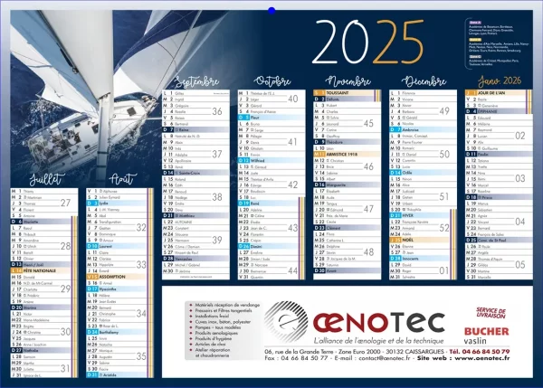 Calendrier personnalisé banque Voile 2 faces 14 mois