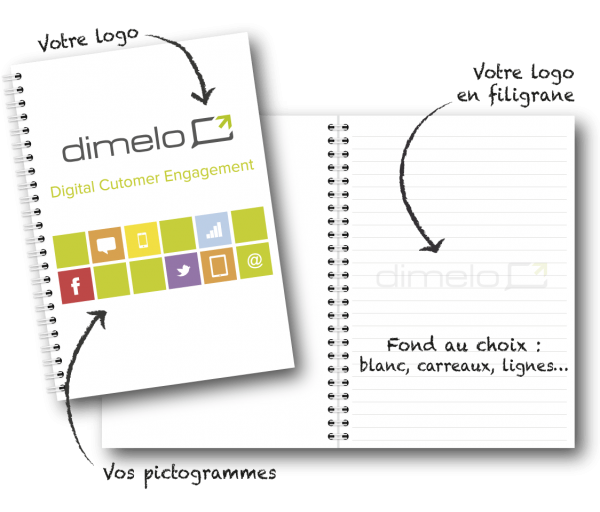 Cahier et carnet publicitaire A6 quadrillé couleurs formations